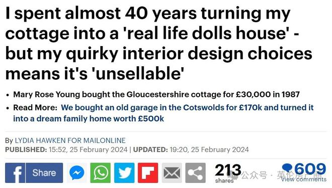 英国夫妇花40年时间将房子改造成“现实版玩偶之家”但却卖不出去！这(图3)